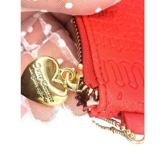 Juicy Couture Red Keychain Wristlet with Gold Heart Logo - Small - Picture 4 of 8